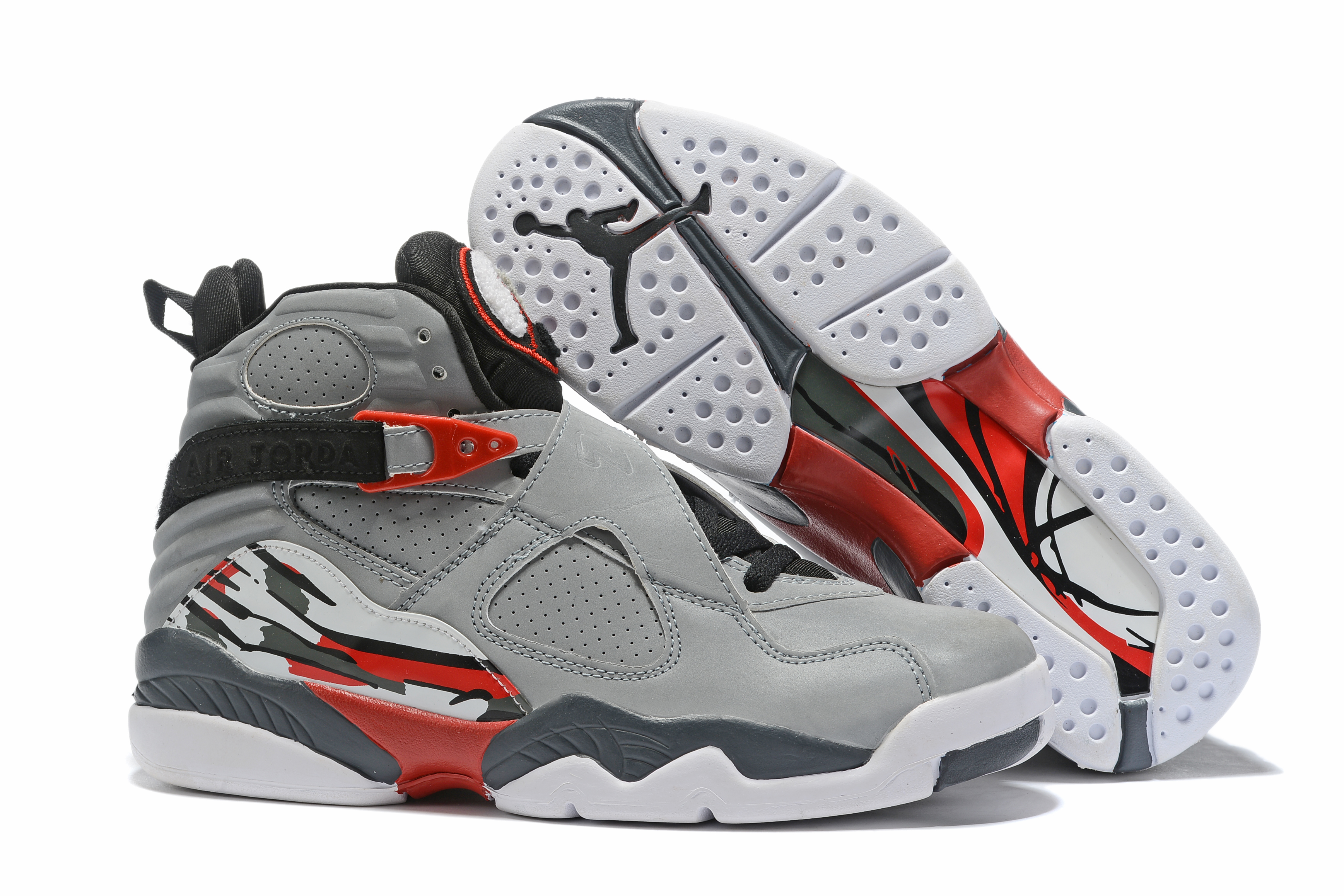 2019 Air Jordan 8 Grey Black Red Shoes